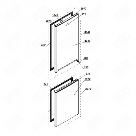 JOINT DE PORTE (PARTIE RÉFRIGÈ KÜHLSCHRANK, GEFRIERSCHRANK - 4633085900,  4633085700