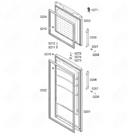 GEFRIERFACH-TÜR DICHTUNG (KENNZEICHEN 204) KÜHLSCHRANK, GEFRIERSCHRANK - 00248492