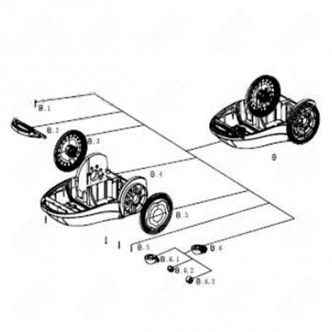 UNTERTEIL + RÄDER (KENNZEICHNUNG 8) ORIGINAL STAUBSAUGER - 4055382024