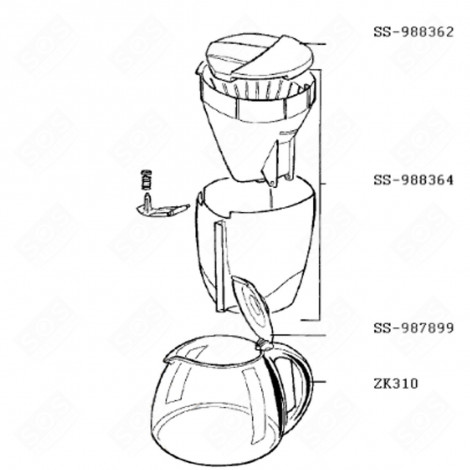 FILTERTÜR (KENNZEICHNUNG SS-988364) KAFFEEMASCHINE, ESPRESSOMASCHINE - SS-988364