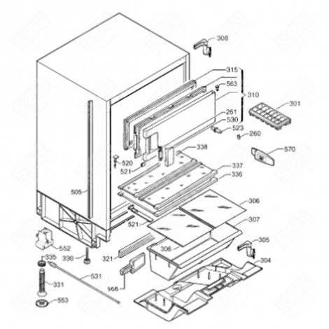 HALBE ABLAGE (BEZUGSNUMMER 338) KÜHLSCHRANK, GEFRIERSCHRANK - 43X0264