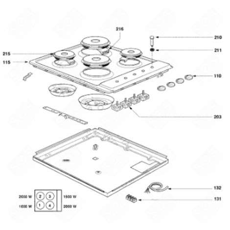 PLATTE D.145 (KENNZEICHNUNG 216) KOCHPLATTEN, HERDPLATTEN, KOCHFELD - 71X7870