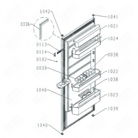 TÜRDICHTUNG (KENNZEICHNUNG 0336) KÜHLSCHRANK, GEFRIERSCHRANK - 44X0261