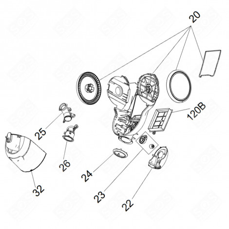 SOCKEL MIT RÜCKSEITE (KENNZEICHNUNG NR. 20) ORIGINAL STAUBSAUGER - 140216448021