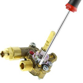 Das Ventil ist auf Position „gedrosselt“